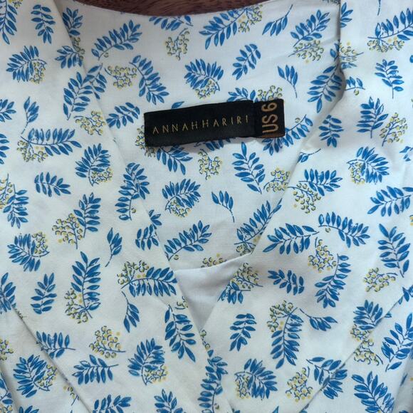 ANNAH HARIRI Modest Cotton Maxi Dress US 6 Blue Floral Bridgerton Cottagecore - Picture 6 of 9